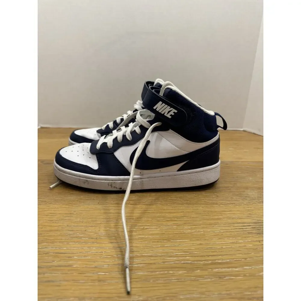 Nike Court Borough Mid 2 Size 7Y Blue and White